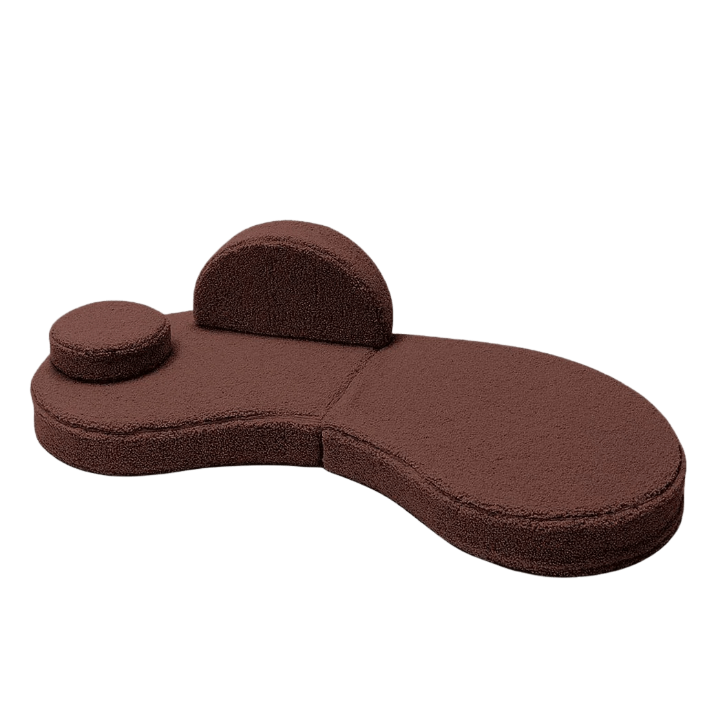 Sofá Modular Infantil 6 Elementos "Coccolo" - Tecido Soft Bearly Marrom | Decoração Tinitto – Fabricação europeia