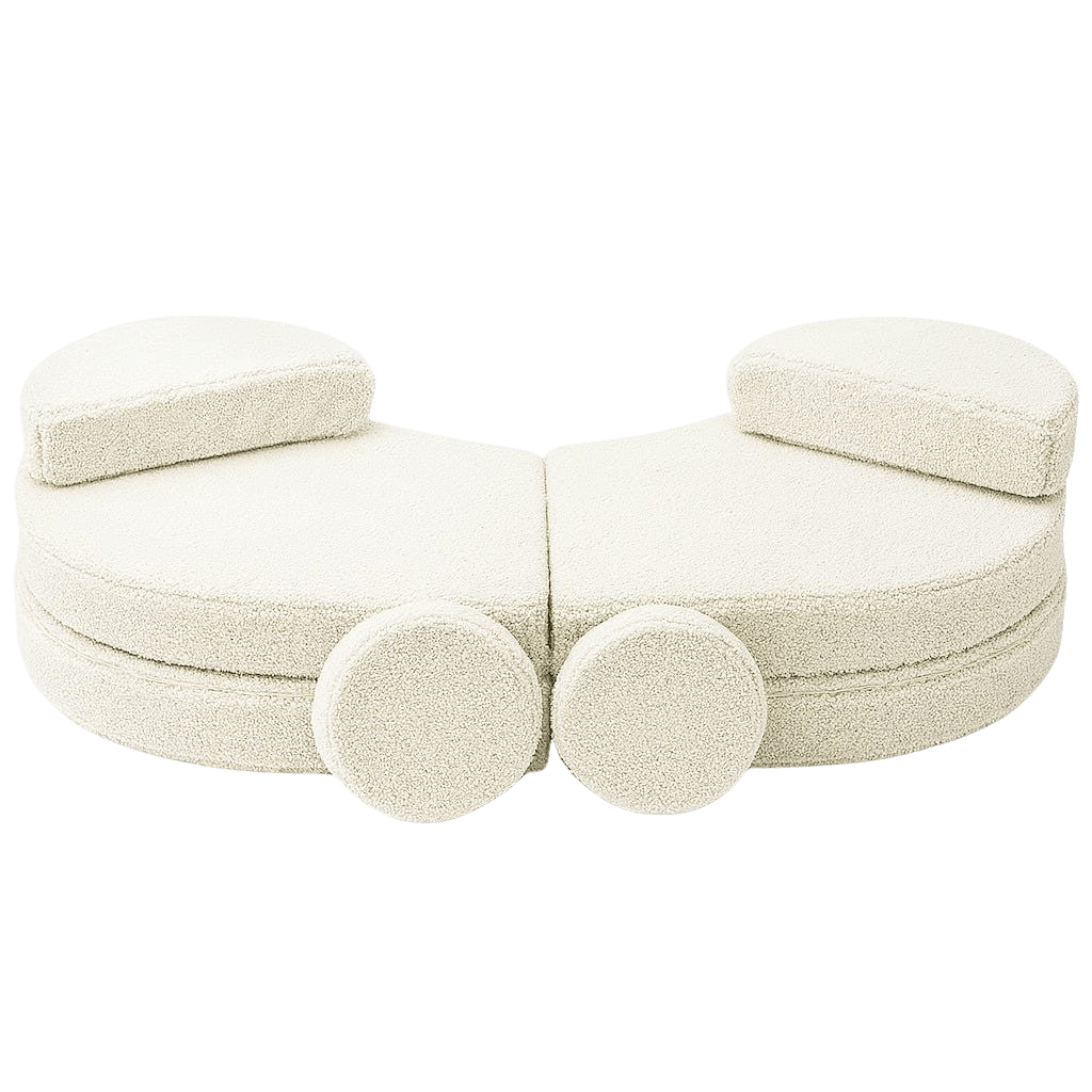 Sofá Modular Infantil 6 Elementos "Coccolo" - Tela Suave Crema en | Decoración Tinitto – Fabricación europea