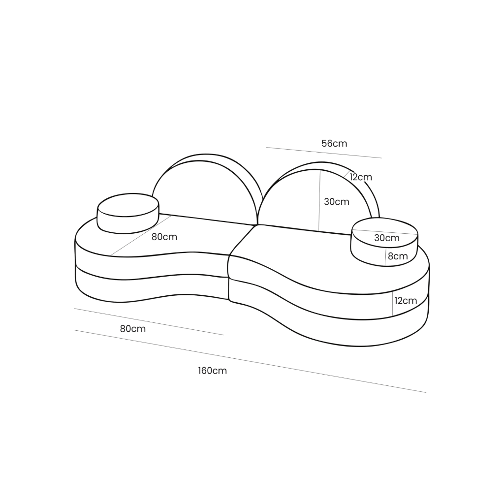 Sofá Modular Infantil 6 Elementos "Coccolo" - Tecido Creme Suave em | Decoração Tinitto – Fabricação europeia