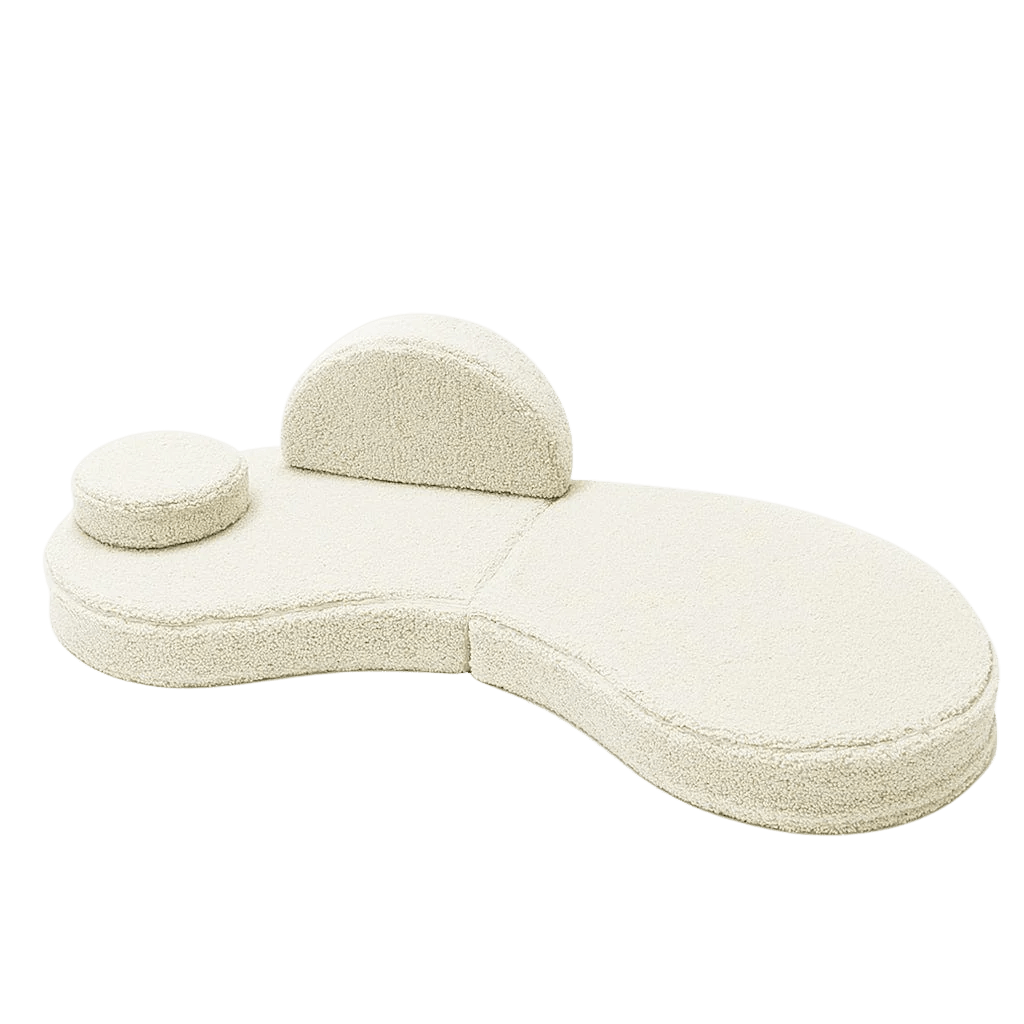 Sofá Modular Infantil 6 Elementos "Coccolo" - Tela Suave Crema en | Decoración Tinitto – Fabricación europea