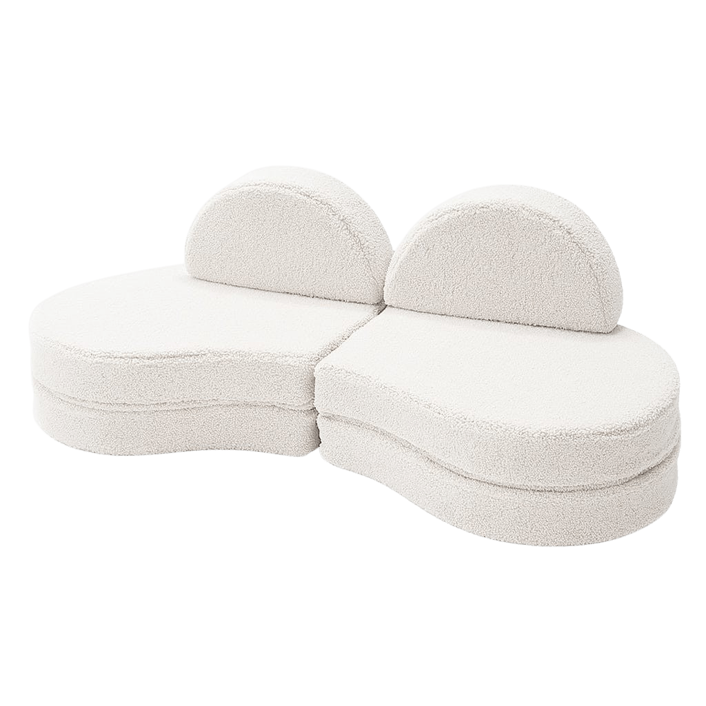 Sofá Modular Infantil 6 Elementos "Coccolo" - Tecido Suave Branco Sujo | Decoração Tinitto – Fabricação europeia