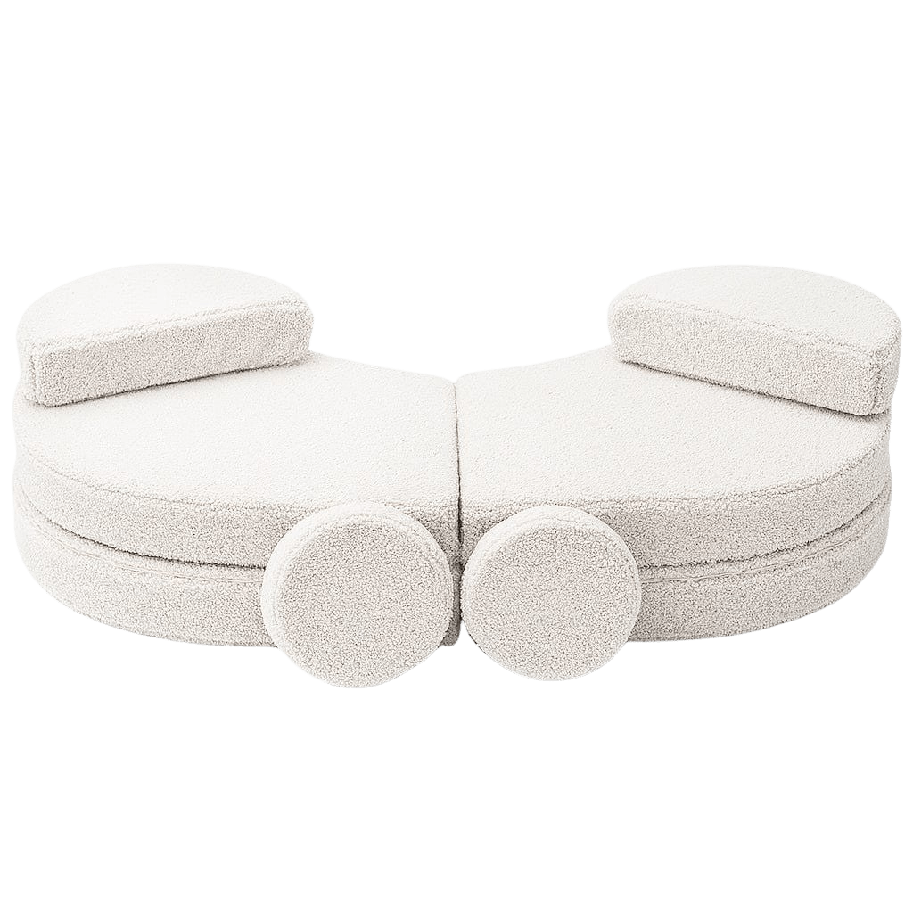 Sofá Modular Infantil 6 Elementos "Coccolo" - Tecido Suave Branco Sujo | Decoração Tinitto – Fabricação europeia