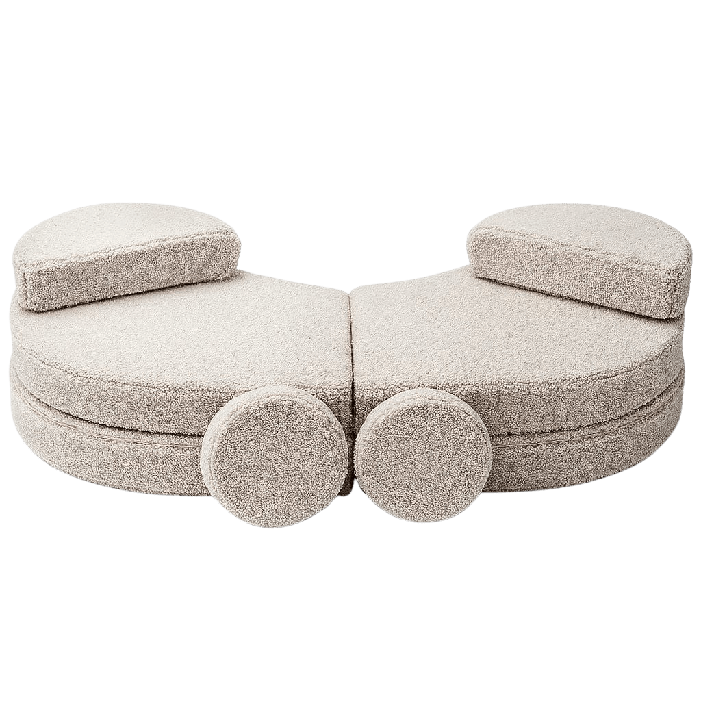 Sofá Modular Infantil 6 Elementos "Coccolo" - Tela Suave Gris Claro en | Decoración Tinitto – Fabricación europea