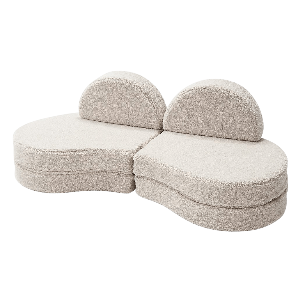 Sofá Modular Infantil 6 Elementos "Coccolo" - Tela Suave Gris Claro en | Decoración Tinitto – Fabricación europea