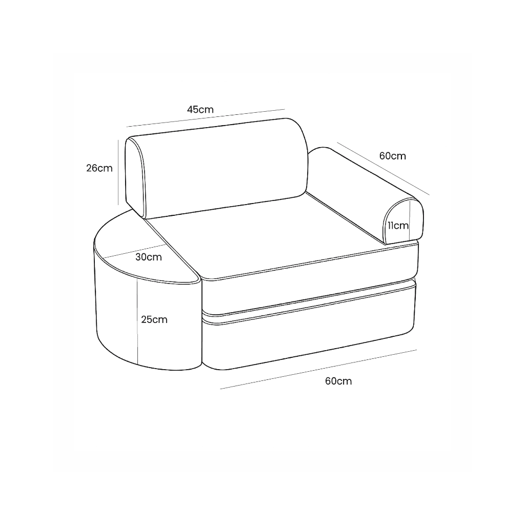 Sofá Outzy Mini Kids para interior/exterior em Bege | Decoração Tinitto – Fabricação europeia
