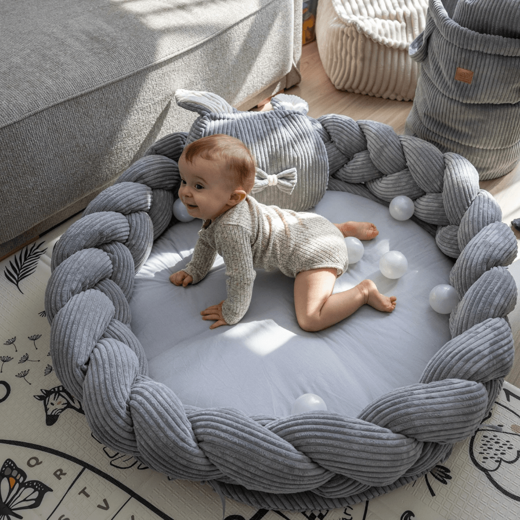 Cocon Bébé Évolutif 3 - en - 1 avec Tresse Amovible Aesthetic – Gris en | Conforto Tinitto – Fabrication européenne