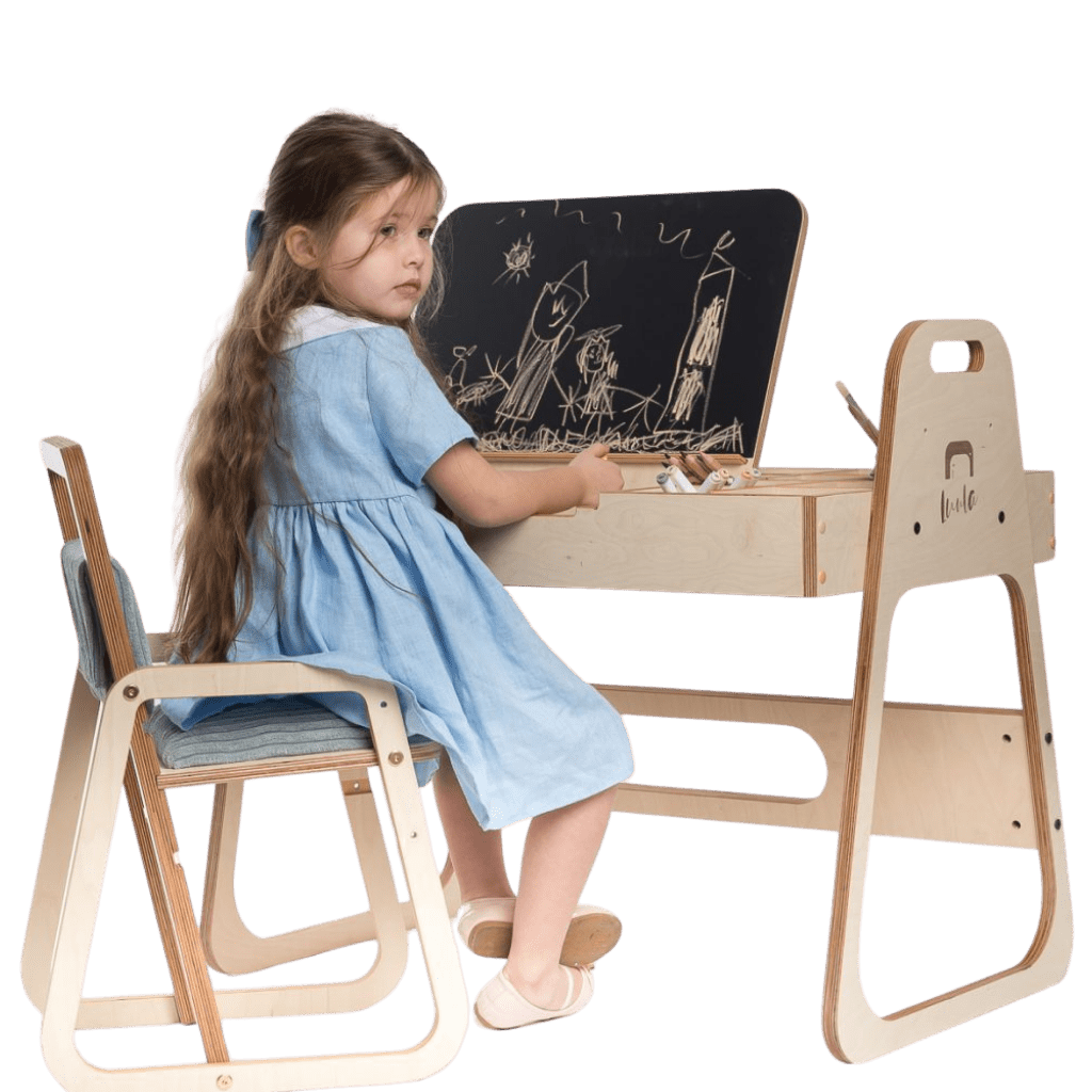 Ensemble Bureau & Chaise Évolutif "Julle" – Set Créatif & Sensoriel (2 - 10 ans) - Rose Framboise en | Decoração Tinitto – Fabrication européenne