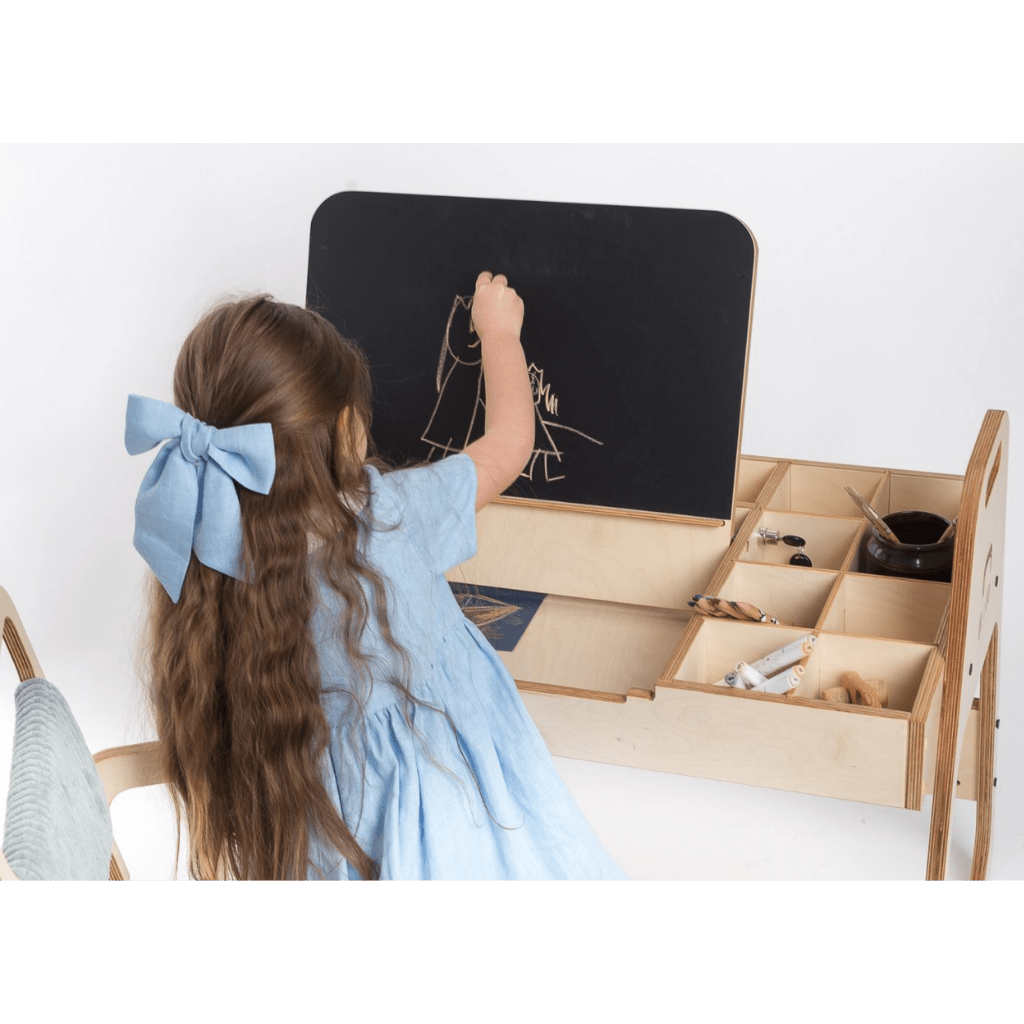 Ensemble Bureau & Chaise Évolutif "Julle" – Set Créatif & Sensoriel (2 - 10 ans) - Rose Framboise en | Decoração Tinitto – Fabrication européenne