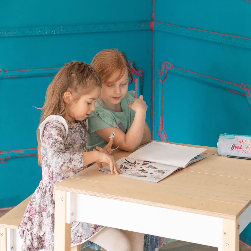 Ensemble Bureau & Chaise "Smart Storage" – Rangement Intégré (2 - 7 ans) en Bois | Decoração Tinitto – Fabrication européenne