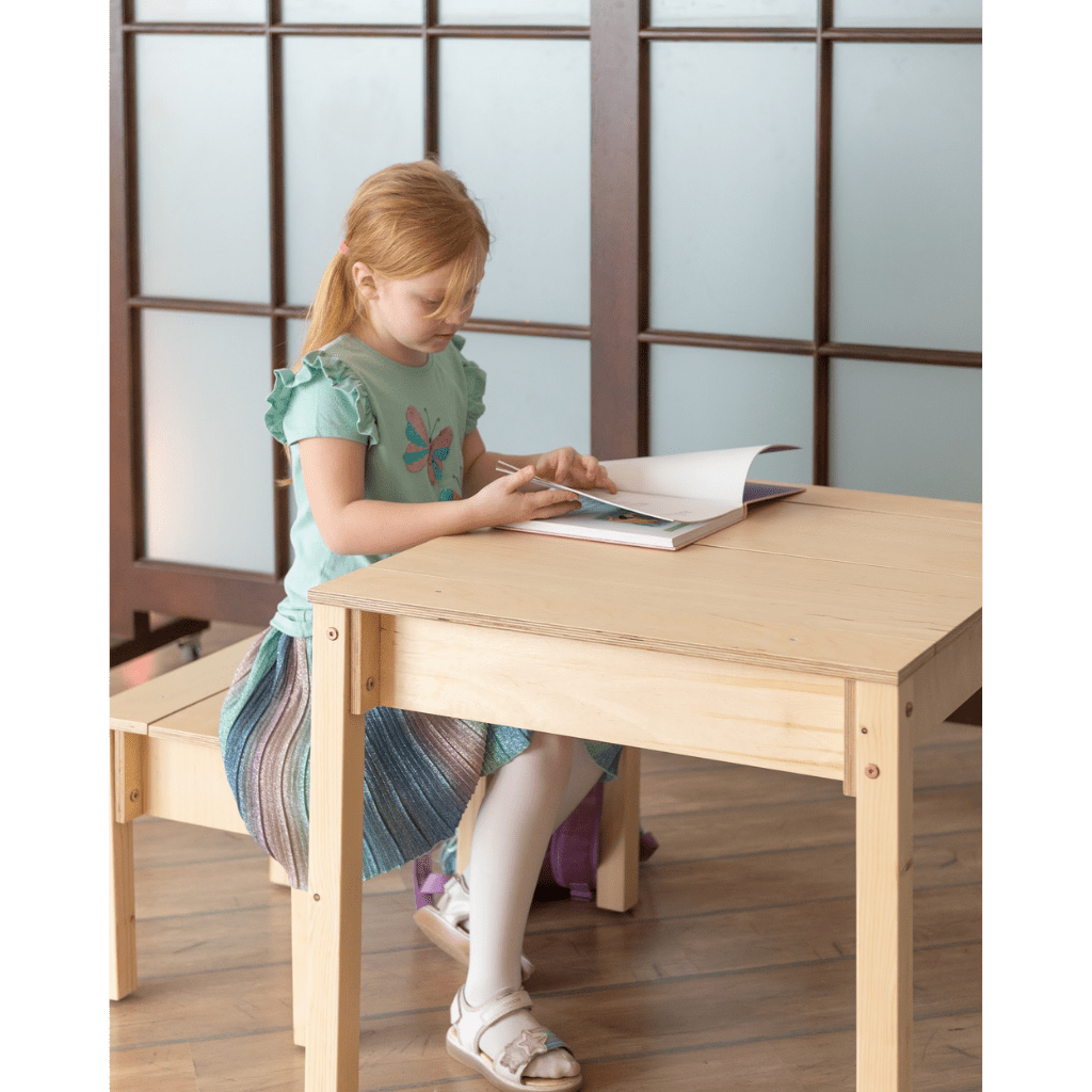 Ensemble Bureau & Chaise "Smart Storage" – Rangement Intégré (2 - 7 ans) en Bois | Decoração Tinitto – Fabrication européenne