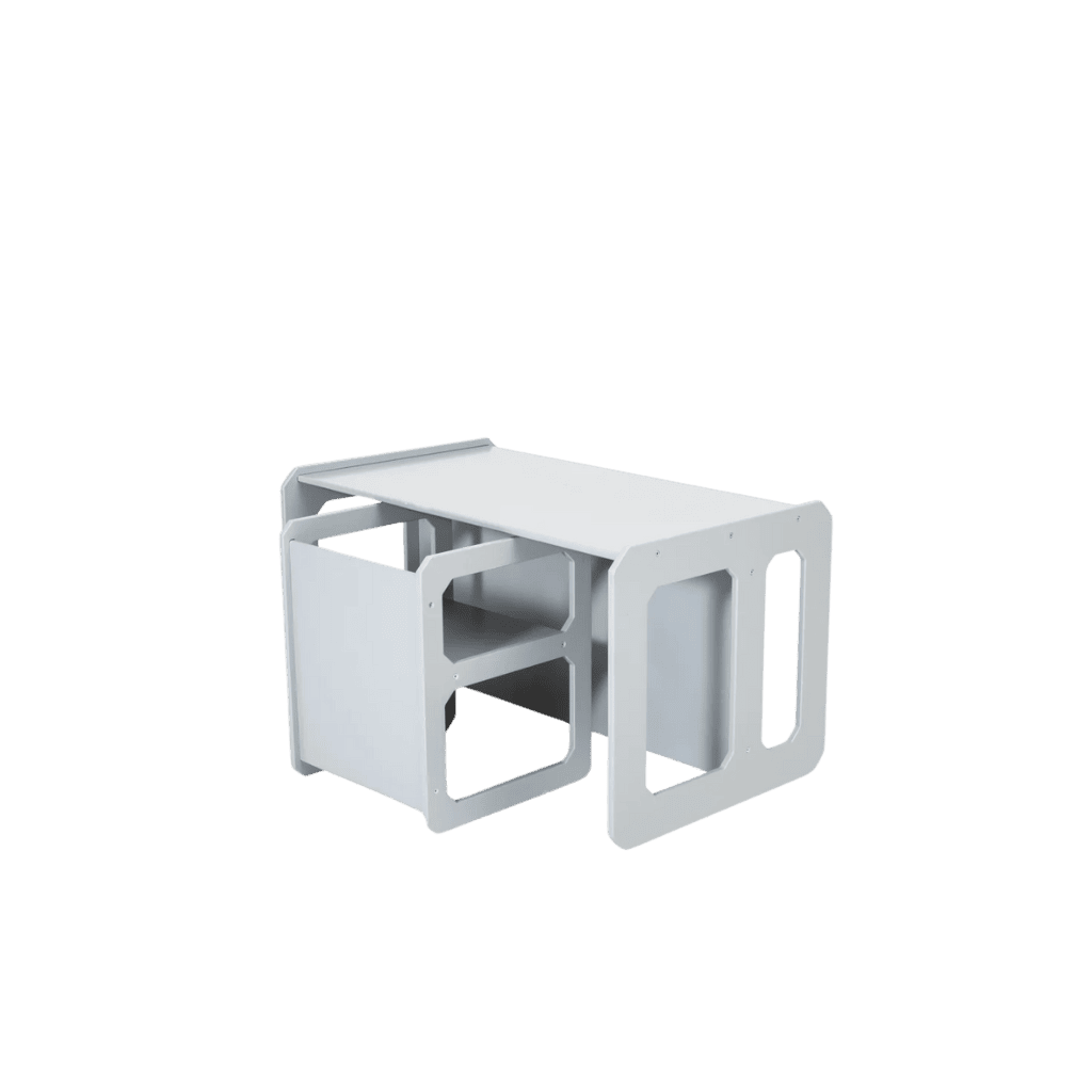 Conjunto de mesa e cadeiras para desmame Montessori - 1 Cadeira em Cinza | Decoração Tinitto – Fabricação europeia