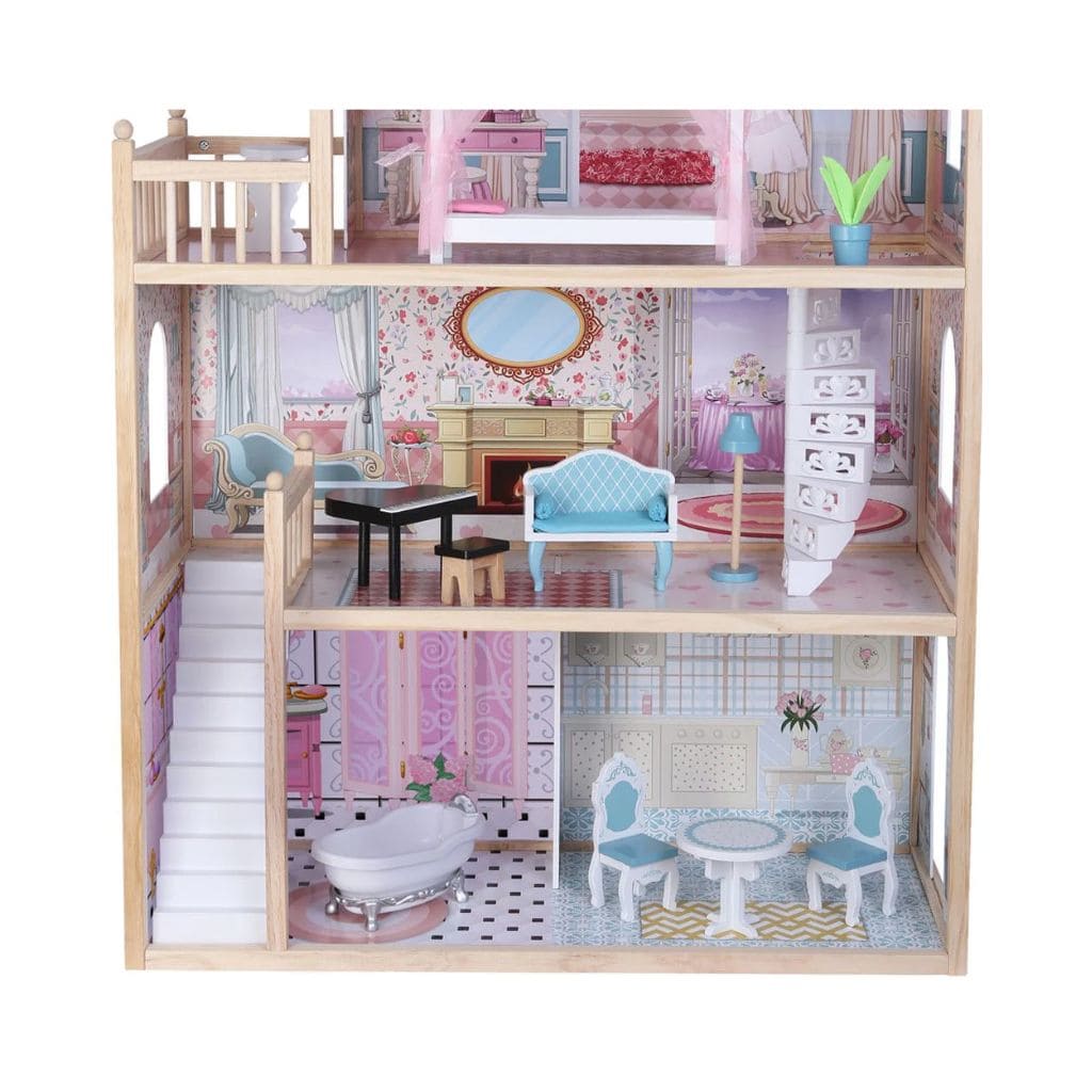 Casa de muñecas de madera Emily con LED | Decoración Tinitto – Fabricación europea