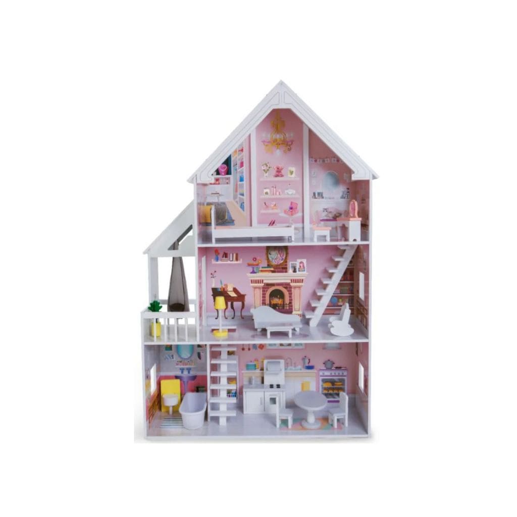 Casa de bonecas de madeira Liselle com luzes LED | Decoração Tinitto – Fabricação europeia