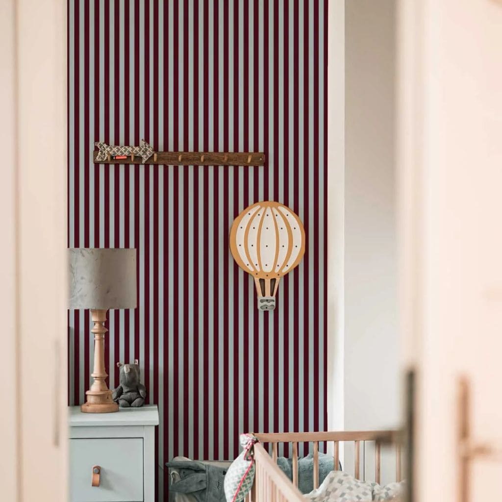 Papel de parede listrado Maya – azul e marrom suave | móveis Tinitto – Fabricação europeia