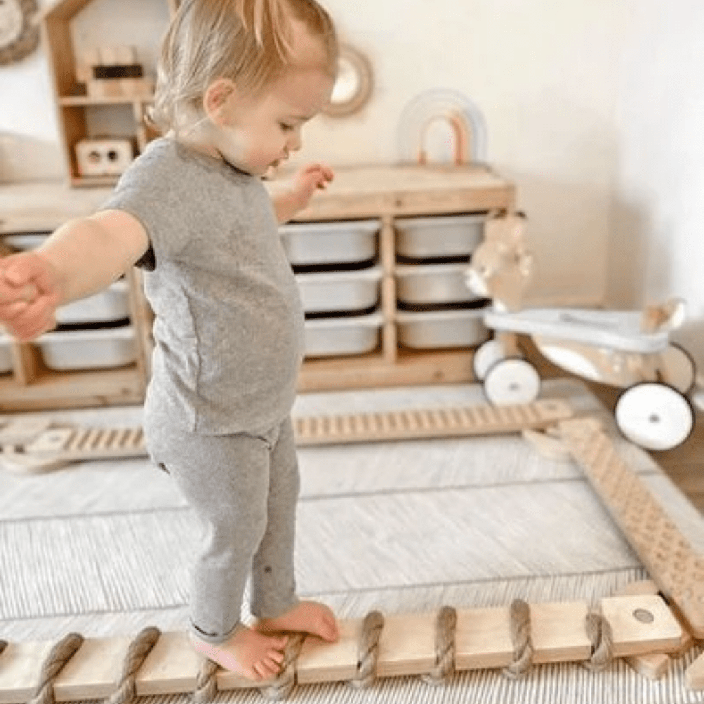 Parcours d'Équilibre Montessori TIPITOO® - Mini Corde de jute en Blanc | Motricidade Tinitto – Fabrication européenne