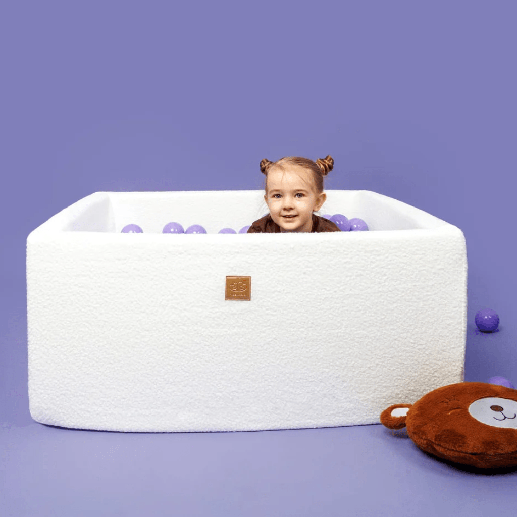 Piscine à Balles Carrée en Bouclé 110x110x40cm - 400 balles en | Motricidade Tinitto – Fabrication européenne