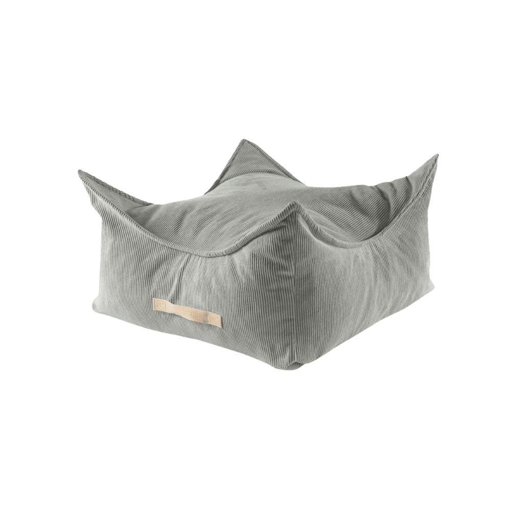 Kids pouf Square in Velours Côtelé in Gray | Decoration Tinitto – European manufacturing