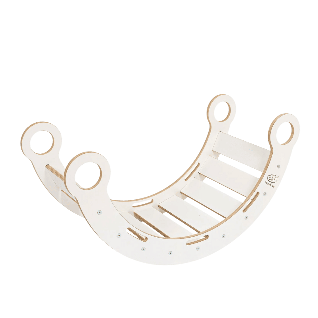 Mecedora cómoda para niños con cojín, tobogán y escalera - Pequeña en rosa polvoriento claro | Motricidade Tinitto – Fabricación europea