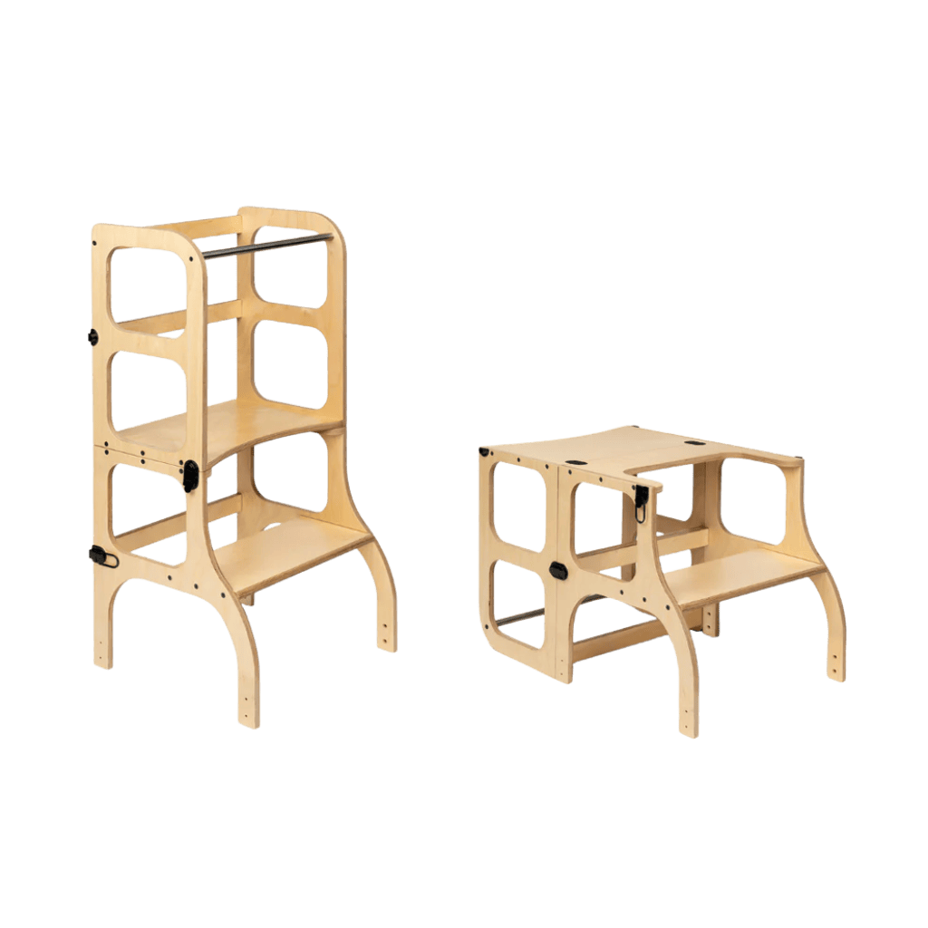 Torre de observação STEP’n’SIT® escalável 2 em 1 em BurlyWood | Motricidade Tinitto – Fabricação europeia