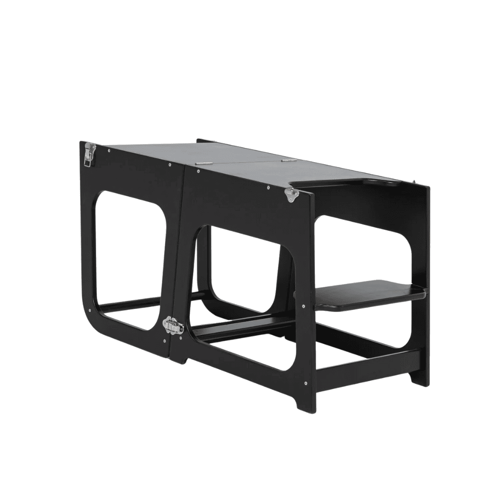 Tour de Cuisine Transformable / Table et Chaise en black | Motricidade Tinitto – Fabrication européenne