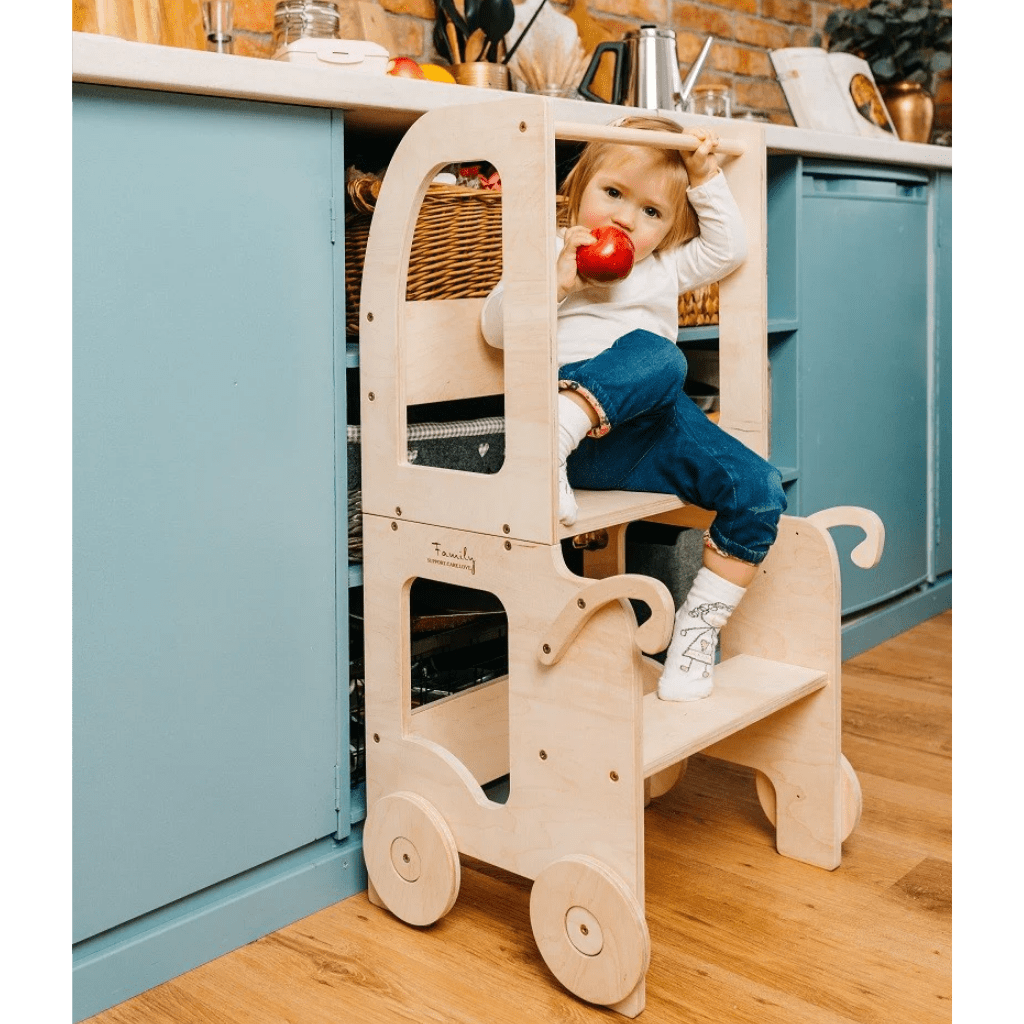 Tour d'Observation "Le Chariot" – Bureau & Éveil 2 - en - 1 en Bois | Motricidade Tinitto – Fabrication européenne