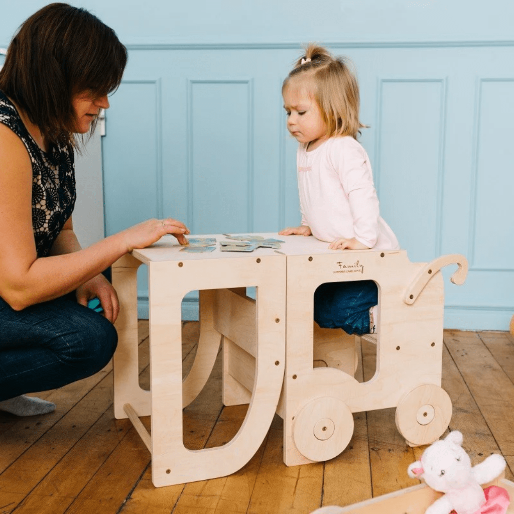 Tour d'Observation "Le Chariot" – Bureau & Éveil 2 - en - 1 en Laqué | Motricidade Tinitto – Fabrication européenne