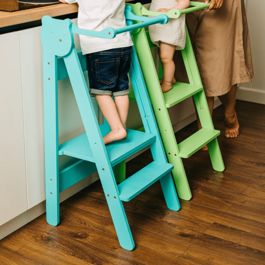 Tour d’Observation Montessori Compacte et Sécurisée en Bleu | Motricidade Tinitto – Fabrication européenne