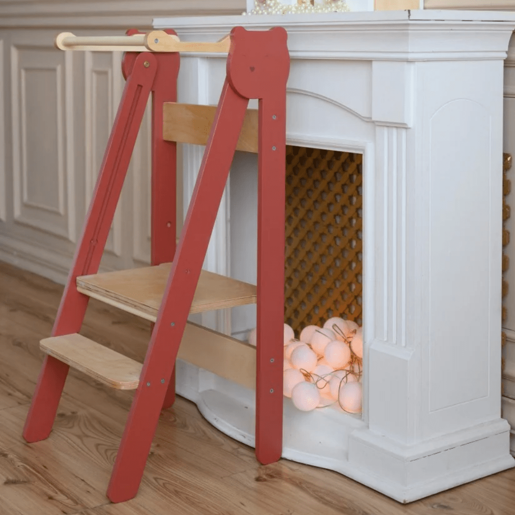 Tour d’Observation Montessori Compacte et Sécurisée en Terracota/Bois | Motricidade Tinitto – Fabrication européenne