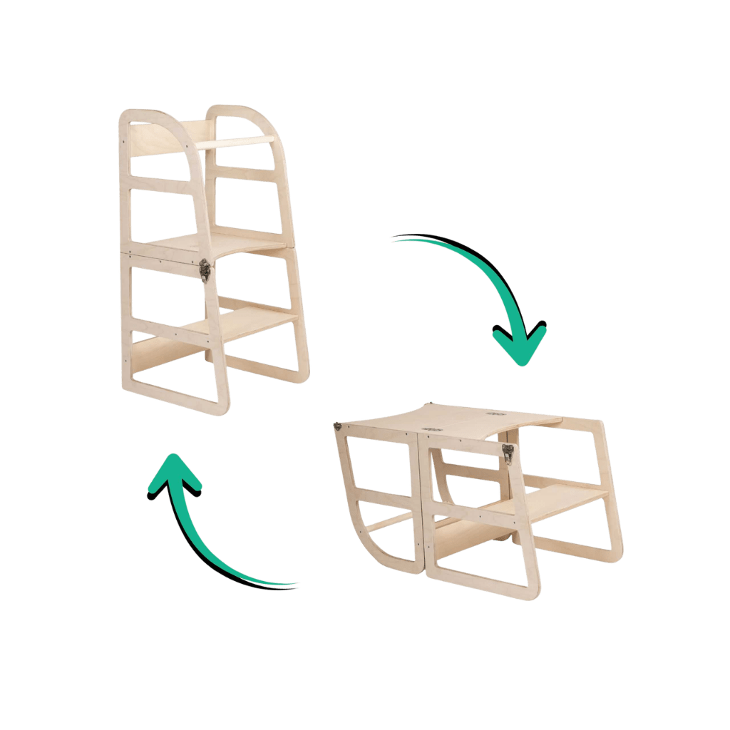 Tour d'Observation Transformable "Sleekstep" – 2 - en - 1 Tour & Bureau (leg&go) en Noir | Motricidade Tinitto – Fabrication européenne