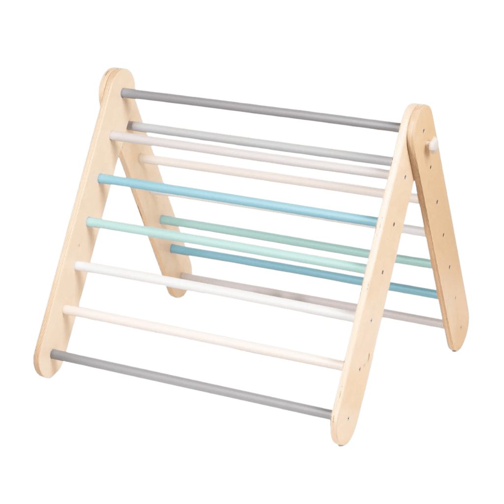 Triángulo de escalada Pikler con pared sueca en colores pastel | Motricidade Tinitto – Fabricación europea