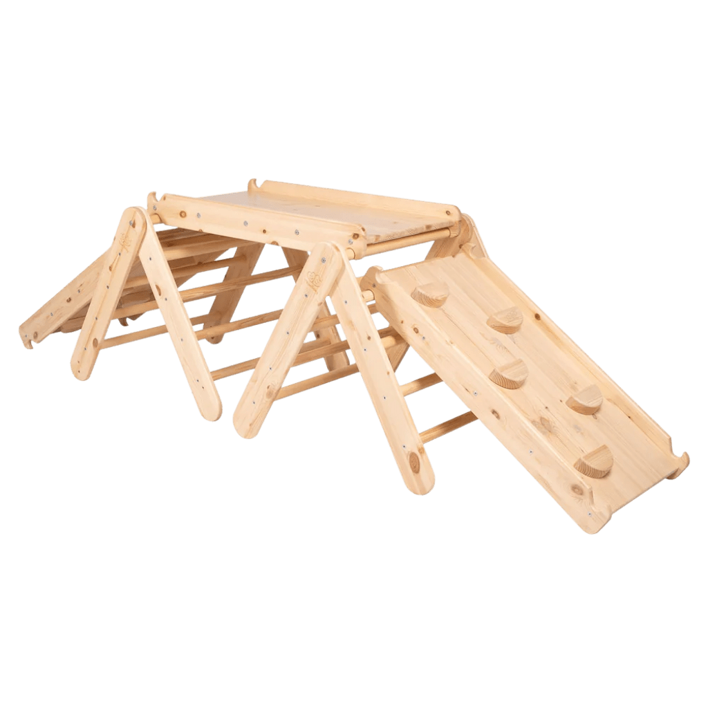 Triângulo de Escalada Pikler com Slide e Estrutura de Escalada - Madeira Natural | Motricidade Tinitto – Fabricação europeia