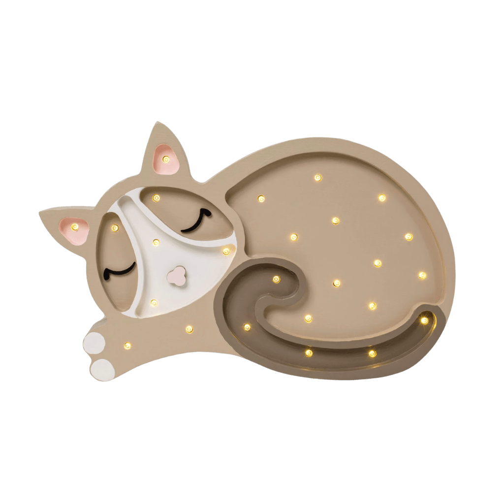 Veilleuse Chat en Bois de Pin en Brun | Decoração Tinitto – Fabrication européenne