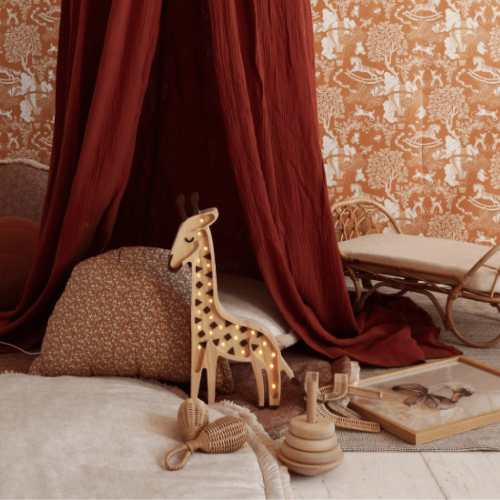 Veilleuse Girafe en Bois de Pin en Beige | Decoração Tinitto – Fabrication européenne