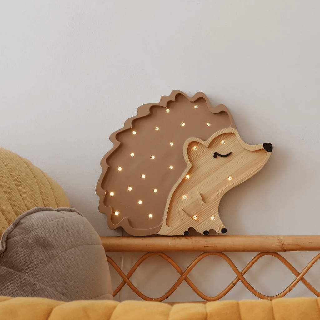 Veilleuse Hérisson en Bois de Pin en Bleu | Decoração Tinitto – Fabrication européenne