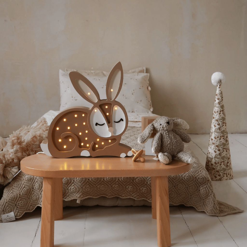 Veilleuse Lapin en Bois de Pin en Gris clair | Decoração Tinitto – Fabrication européenne