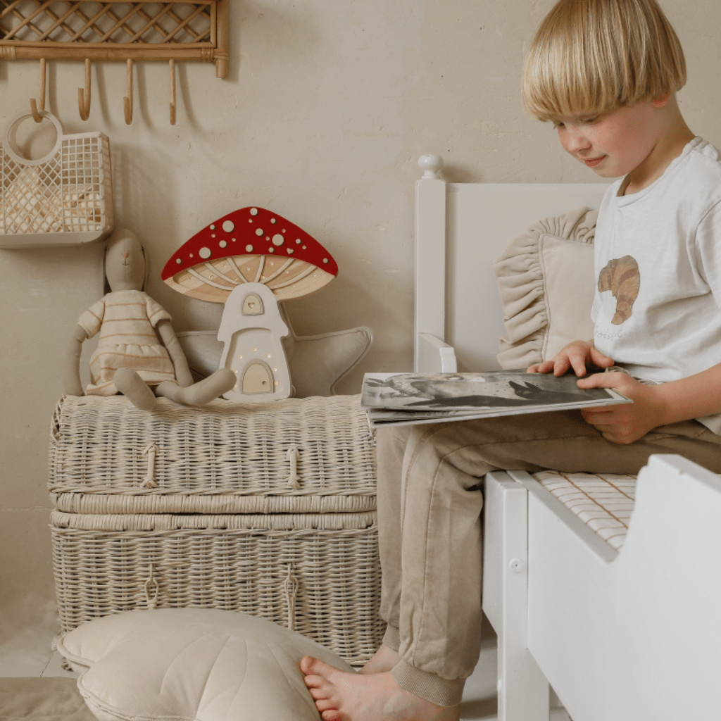 Veilleuse Maison Champignon en Bois de Pin en Beige | Decoração Tinitto – Fabrication européenne