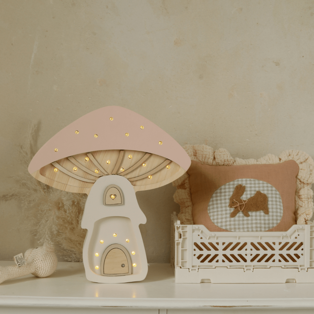 Veilleuse Maison Champignon en Bois de Pin en Beige | Decoração Tinitto – Fabrication européenne