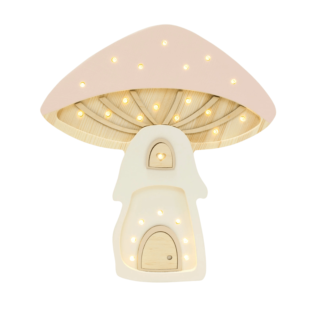 Veilleuse Maison Champignon en Bois de Pin en Rose | Decoração Tinitto – Fabrication européenne