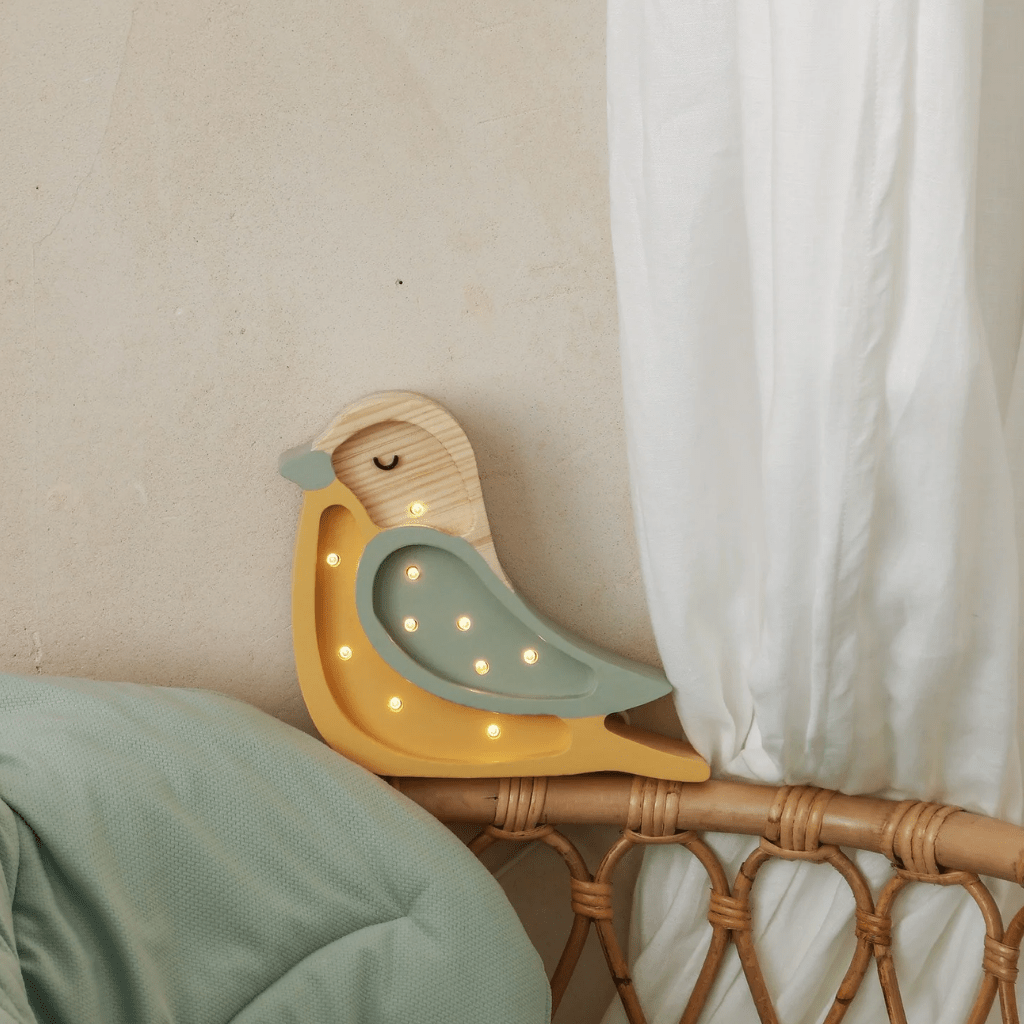 Veilleuse Mini Oiseau en Bois de Pin en Blanc | Decoração Tinitto – Fabrication européenne