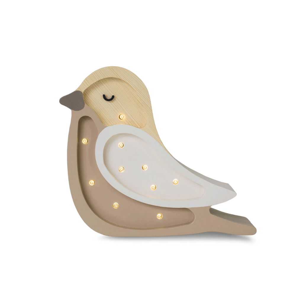 Veilleuse Mini Oiseau en Bois de Pin en Blanc | Decoração Tinitto – Fabrication européenne