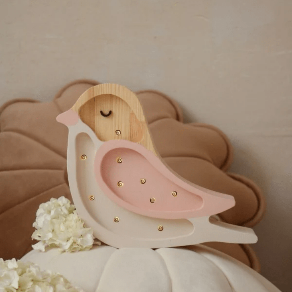 Veilleuse Mini Oiseau en Bois de Pin en Vert Sauge | Decoração Tinitto – Fabrication européenne