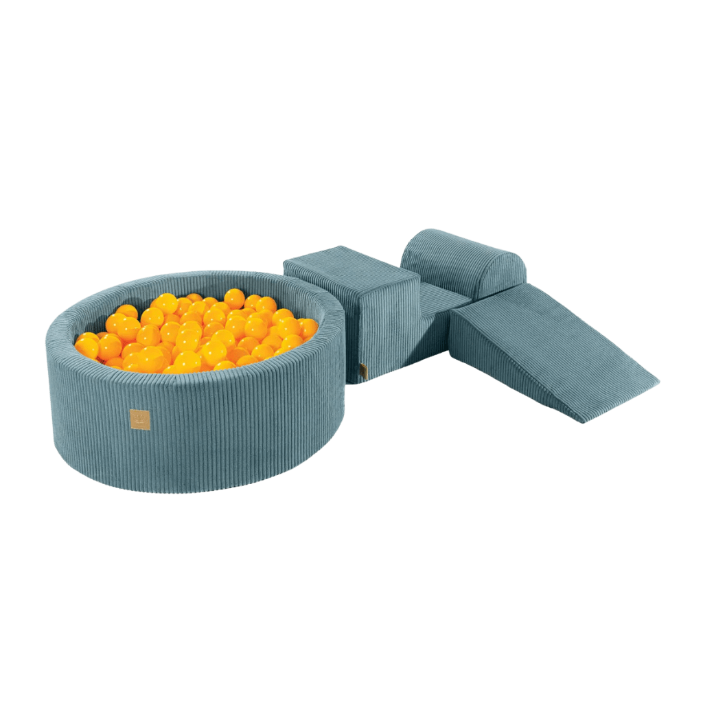 Aire de Jeux Modulable avec Piscine à Balles Turquoise &amp; Yellow en | Motricidade Tinitto – Fabrication européenne