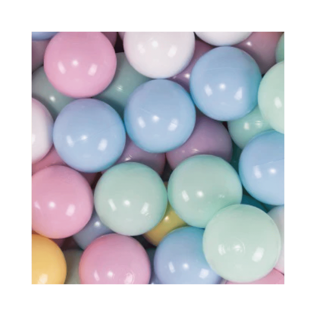 Bolas de Piscina (200 ud) - Azul Bebê/Branco/Menta/Rosa Pastel/Amarelo Pastel pt | Motricidade Tinitto – Fabricação europeia