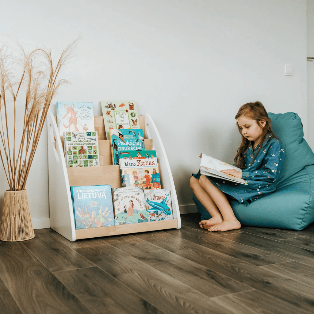 Biblioteca Montessori con almacenaje para libros - 4 estantes en acabado Sans / DIY | Decoración Tinitto – Fabricación europea