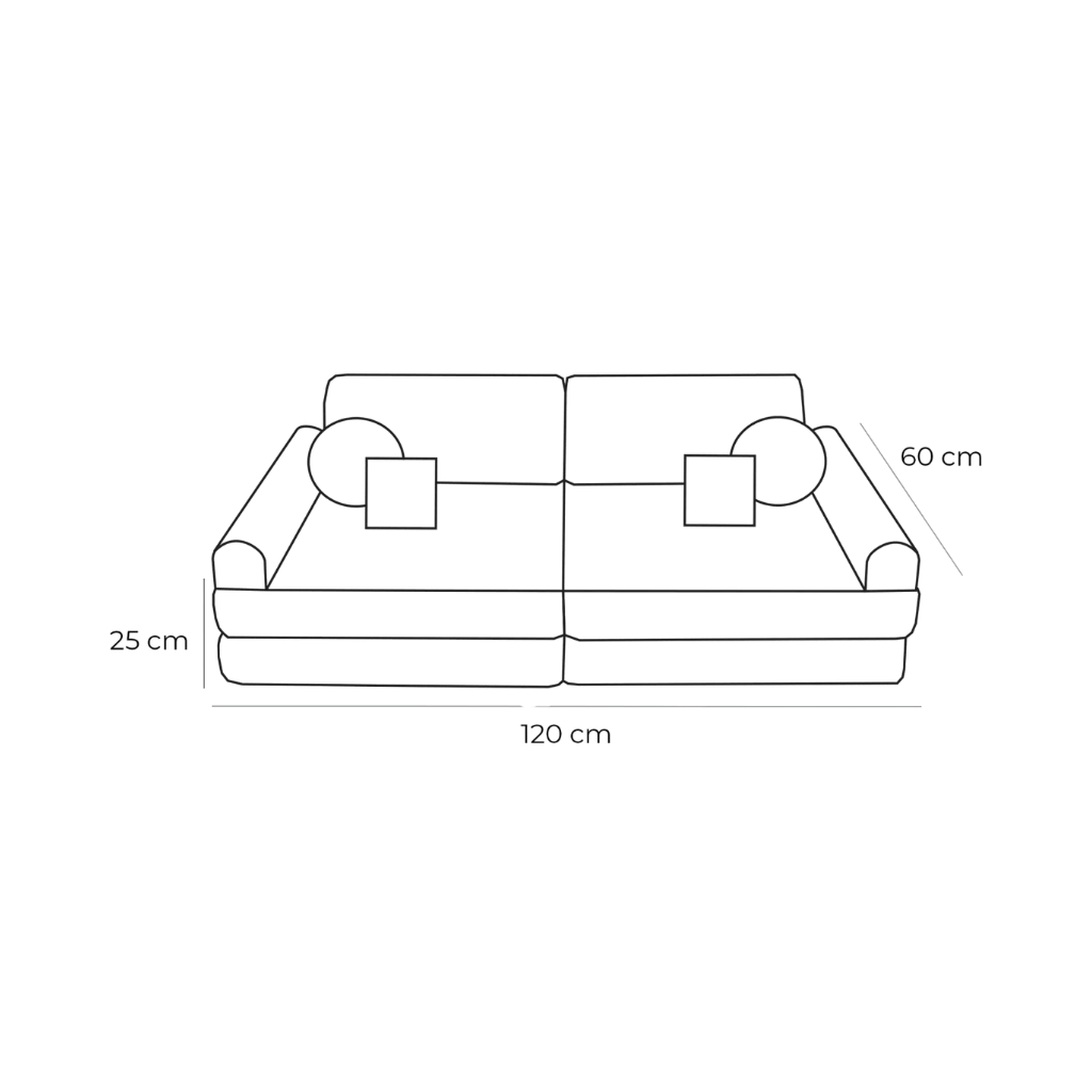 Sofá Modular Mediano Infantil - Churros Moon Grey en | Decoración Tinitto – Fabricación europea