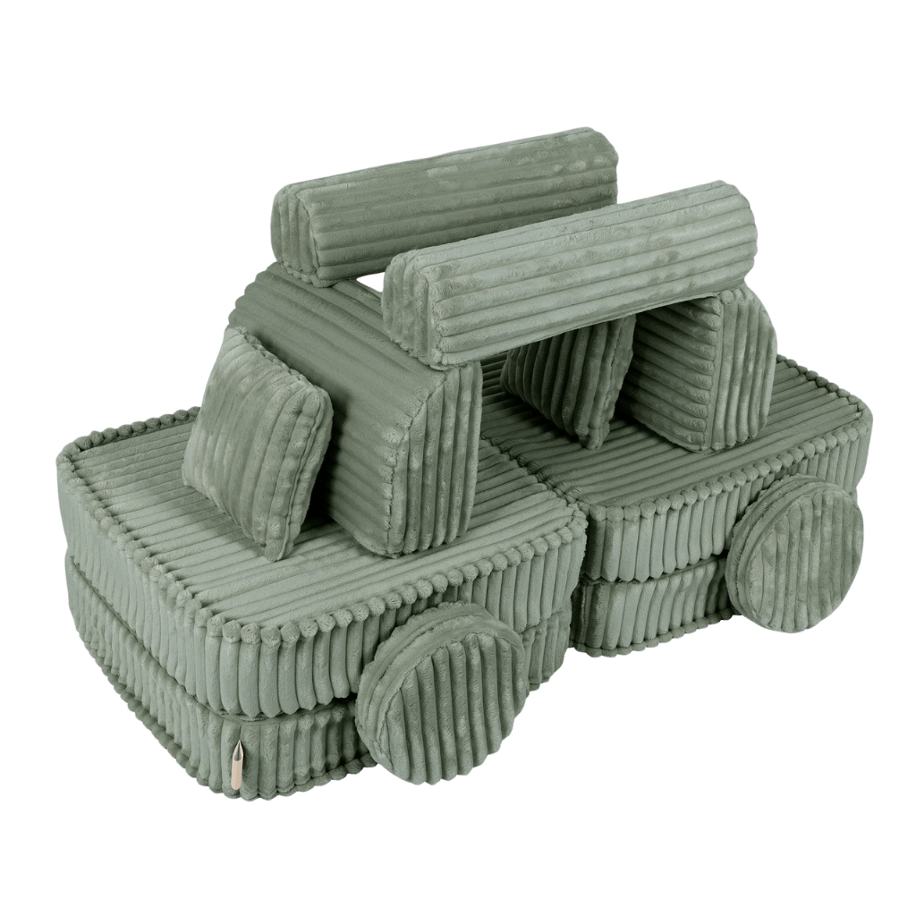Sofá modular mediano para niños - Churros Sage Green | Comodidad Tinitto – Fabricación europea