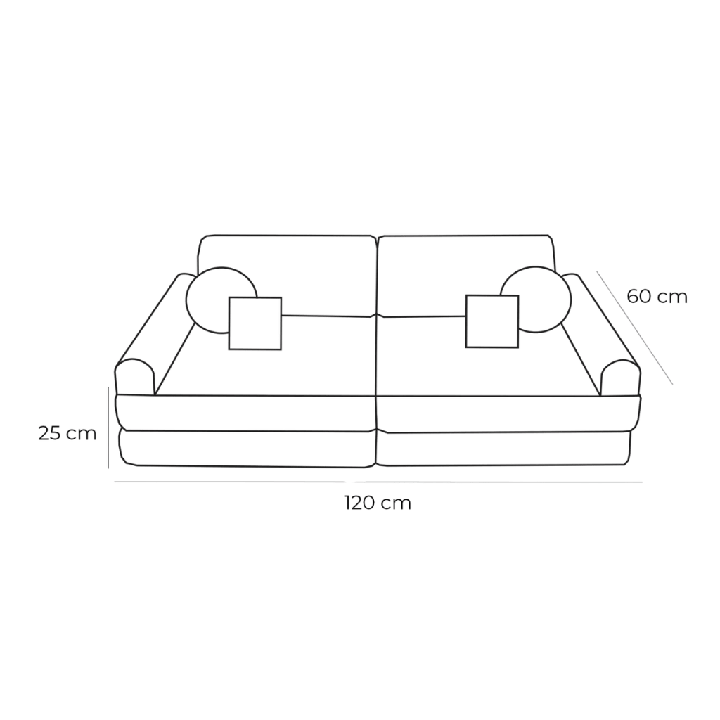Sofá Modular Médio Infantil - Churros Verde Sálvia | Conforto Tinitto – Fabricação europeia