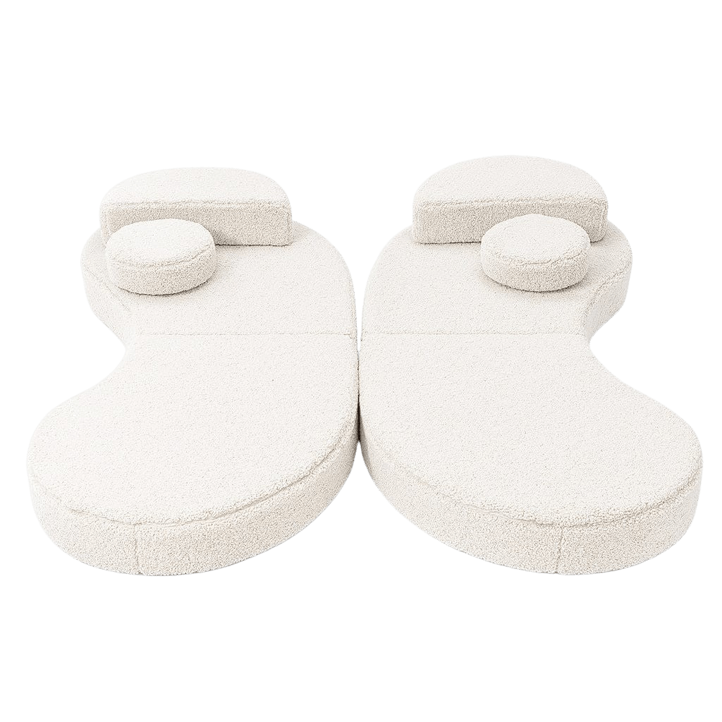 Sofá Modular Infantil 6 Elementos "Coccolo" - Tecido Suave Branco Sujo | Decoração Tinitto – Fabricação europeia