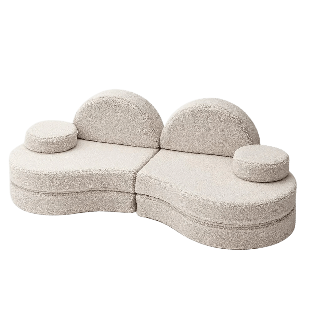 Sofá Modular Infantil 6 Elementos "Coccolo" - Tela Suave Gris Claro en | Decoración Tinitto – Fabricación europea