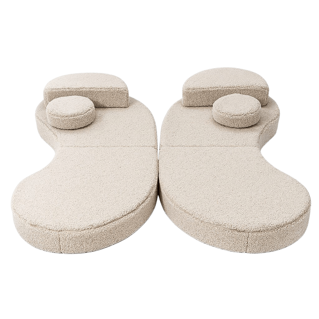 Sofá Modular Infantil 6 Elementos "Coccolo" - Tela Suave Gris Claro en | Decoración Tinitto – Fabricación europea